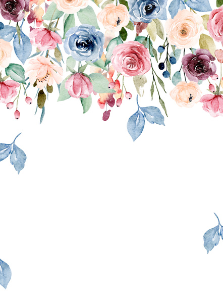 marco floral borde diseño, con acuarela pintura flores y hojas
 - Foto, imagen