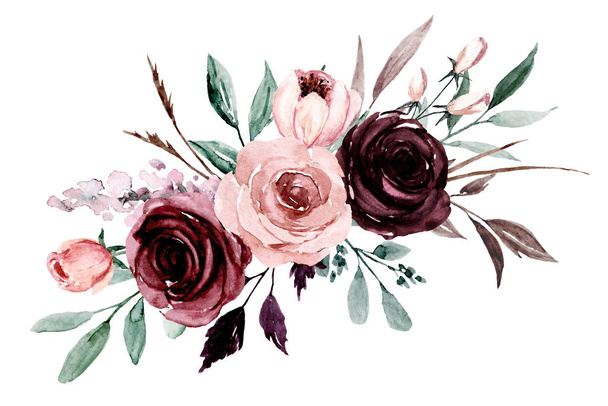 hermosas flores de acuarela, composición botánica para la boda o tarjeta de felicitación
 - Foto, Imagen