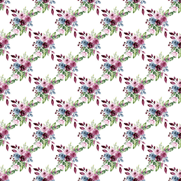 beautiful colorful roses, seamless watercolor pattern with flowers - Fotografie, Obrázek