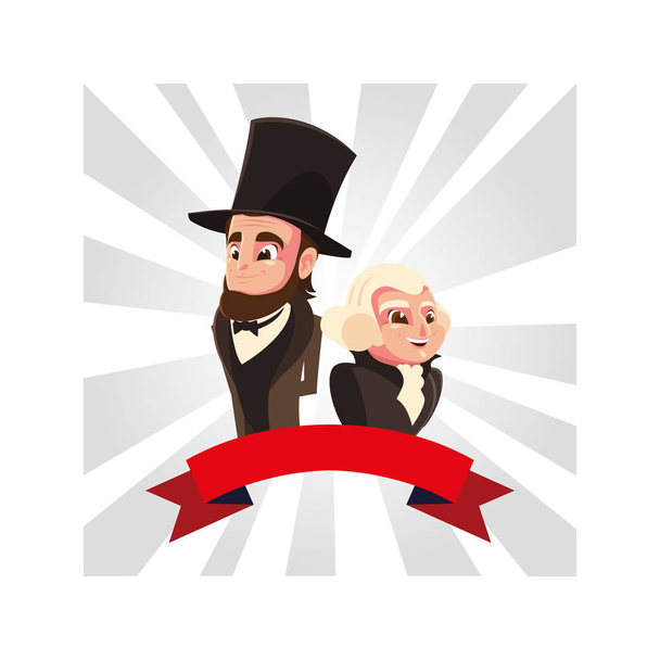 Карикатура президентів Георге Вашингтон і Abraham lincoln, день президента - Вектор, зображення