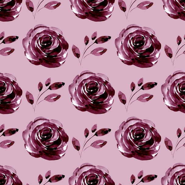 schöne bunte Rosen, nahtloses Aquarellmuster mit Blumen - Foto, Bild