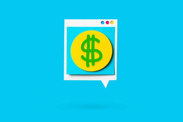Isolated speech bubble, like a screen computer, with dollar sign - Photo, Image