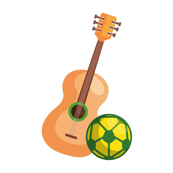 sport ball soccer with guitar isolated icon - Vector, Image