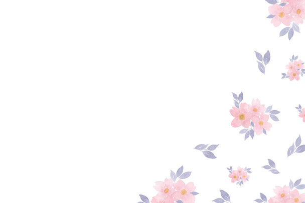 Den matek růžová květinový okraj design pro karty nebo pozvánky, akvarel květinové dekorace s kopírovacím prostorem pro text, růžové květy s námořně modré listy - Fotografie, Obrázek