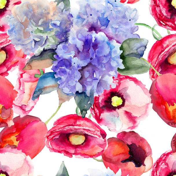 Seamless wallpapers with Beautiful summer flowers - Zdjęcie, obraz