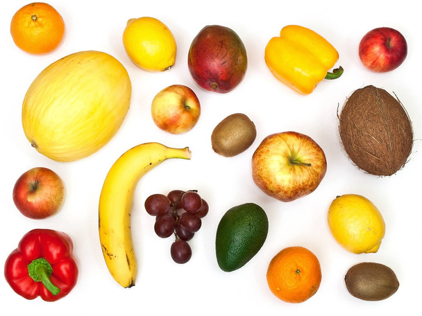 Fruits and vegetables against the white background - Fotoğraf, Görsel