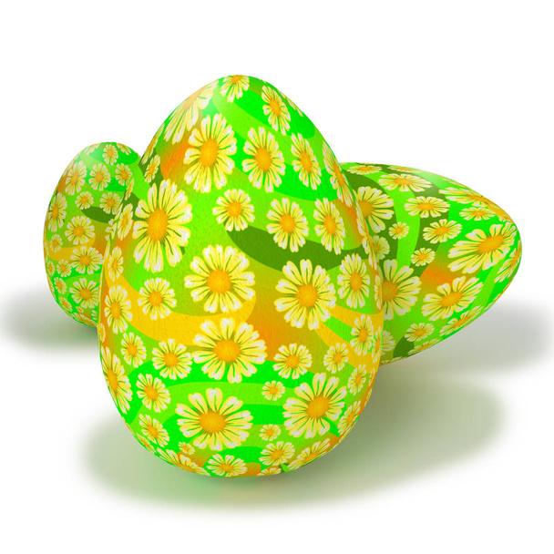 painted eggs with painted flowers - Φωτογραφία, εικόνα