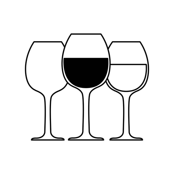 Set de copas de vino sobre fondo blanco
 - Vector, Imagen