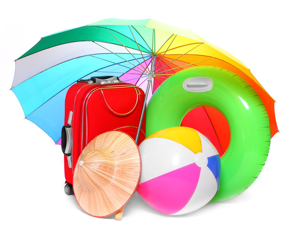 Guarda-chuva de praia e artigos necessários
 - Foto, Imagem