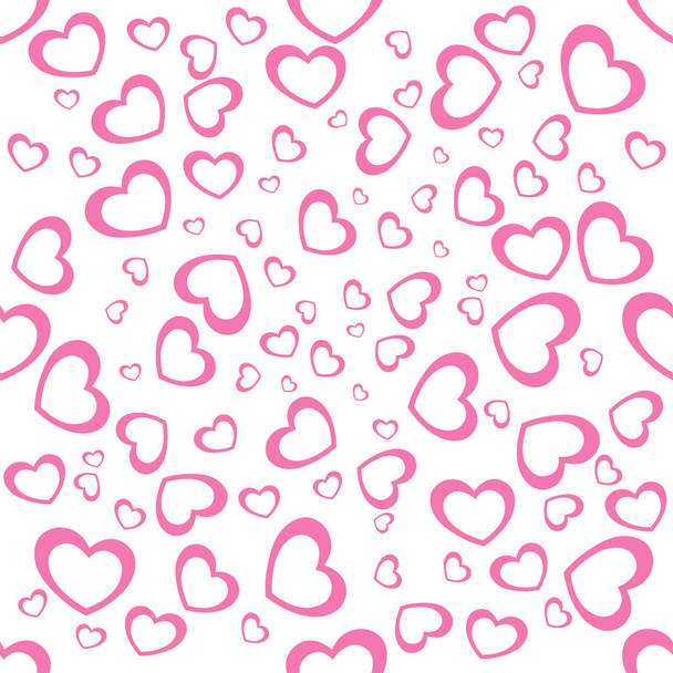 Бесшовный вектор сердечных сокращений. Бесшовный рисунок с случайными розовыми сердцами на День Святого Валентина. Векторная иллюстрация
. - Вектор,изображение