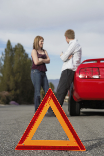 Motorists standing by broken down car - Photo, Image