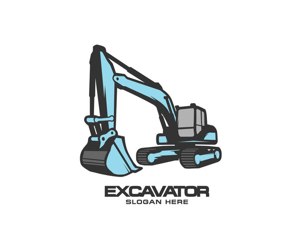 Excavator logo template vector. Heavy equipment logo vector for construction company. Creative excavator illustration for logo template. - Vector, Image