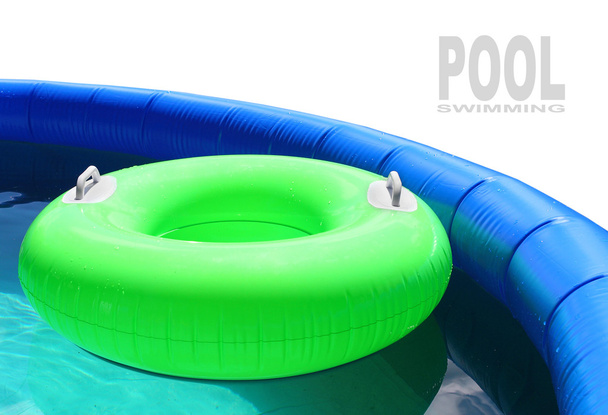 Inflatable pool with floating lifebuoy. - Photo, Image