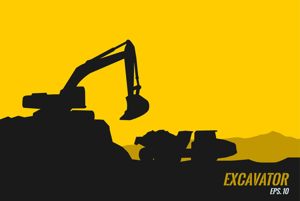 Excavator logo template vector. Heavy equipment logo vector for construction company. Creative excavator illustration for logo template. - ベクター画像