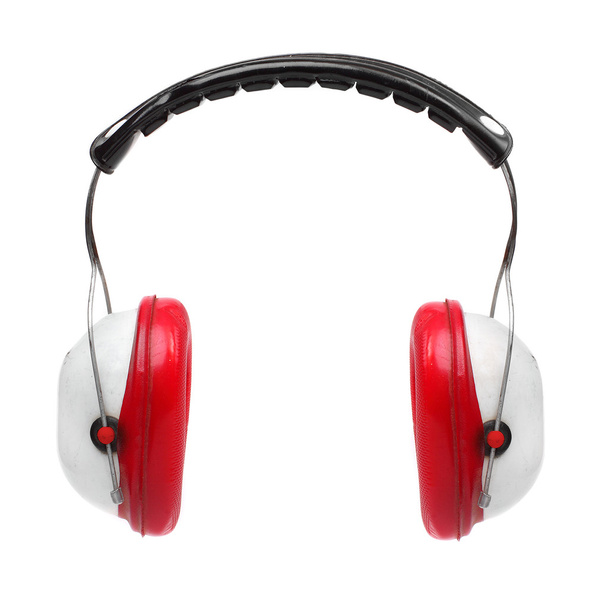 Auriculares vermelhos com colagem de texto sobre tema poluição sonora
. - Foto, Imagem