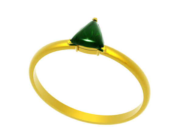 gold ring with a green color - Fotoğraf, Görsel