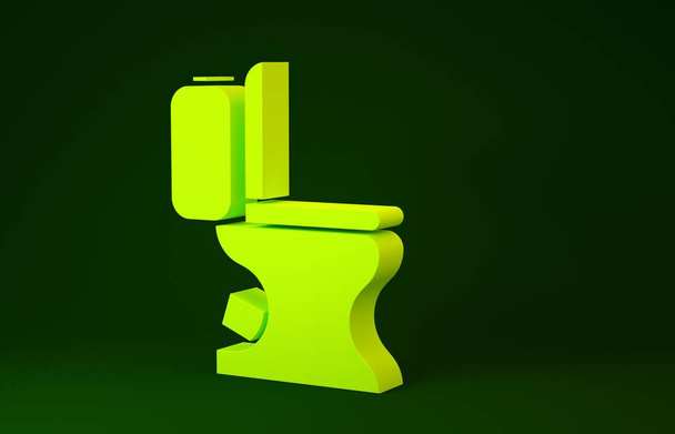 Yellow Toilet bowl icon isolated on green background. Minimalism concept. 3d illustration 3D render - Photo, Image