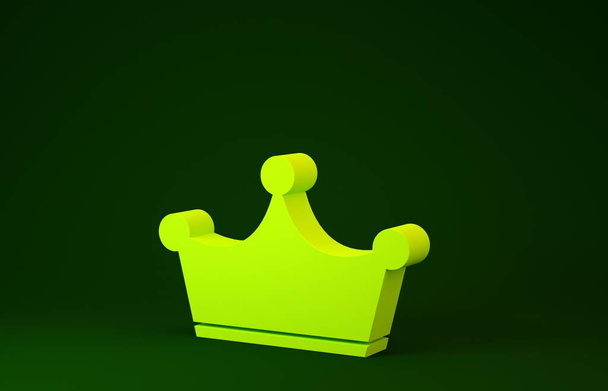 Ікона Жовтої Корони ізольована на зеленому тлі. Концепція мінімалізму. 3d Illustrated 3d render - Фото, зображення