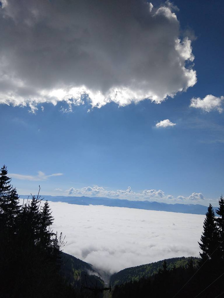 view of low clouds at mountainous landscape - Photo, Image