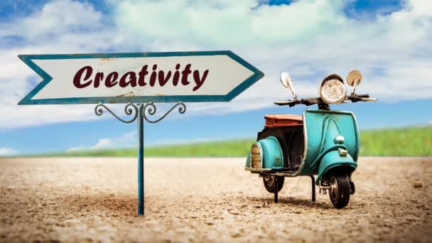 Señal de calle el camino a la creatividad
  - Imágenes, Vídeo