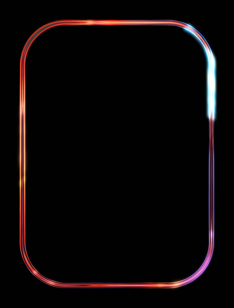 Glührahmen Hintergrund. Neon leuchtende geometrische Schablone isoliert auf schwarzem Hintergrund. abstrakte 2d Abbildung. - Foto, Bild