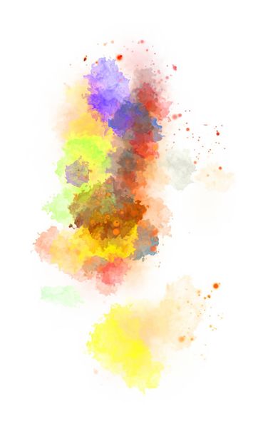 Watercolor painted background with blots and splatters. Brush stroked painting. 2D Illustration. - Photo, Image