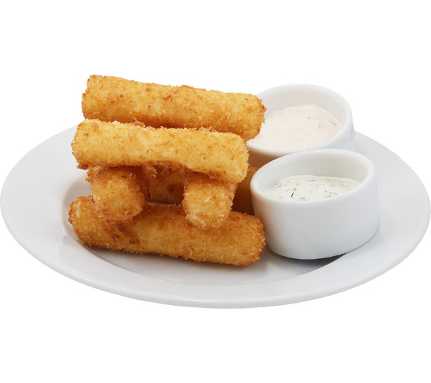 Cheese sticks on a on the plate with isolated background - Foto, imagen