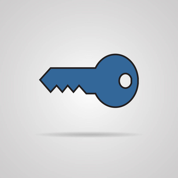 Key vector icon with shadow. vector illustration. eps 10. - Foto, afbeelding