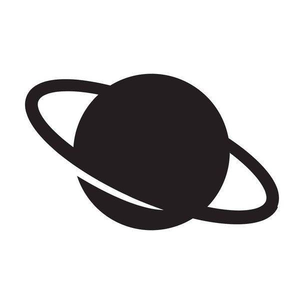 Planet Saturn with planetary ring system flat icon for astronomy apps and websites - Vector, Image