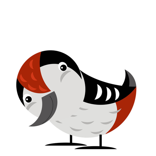 cartoon scene with woodpecker bird on white background illustration for children  - Fotó, kép