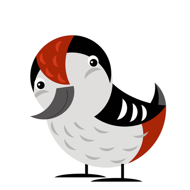 cartoon scene with woodpecker bird on white background illustration - Фото, изображение