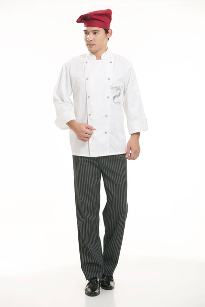 Wearing all kinds of clothing chef dietitian in front of white background - Φωτογραφία, εικόνα