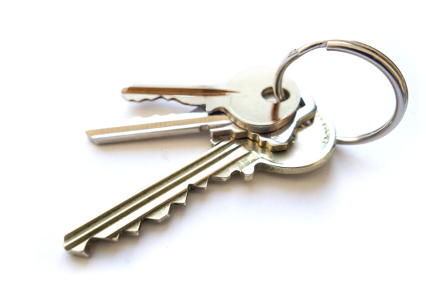 three keys on a steel key ring - Photo, Image