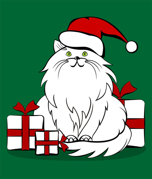 Кот с подарками
 - Вектор,изображение