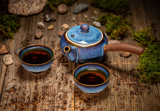 Chinese tea ceremony in wood - Φωτογραφία, εικόνα
