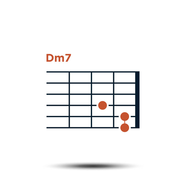 Dm7, Basic Guitar Chord Chart Icon Vector Template - Vector, Image