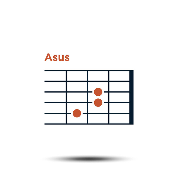 Um sus, modelo básico do ícone do gráfico do acorde da guitarra - Vetor, Imagem