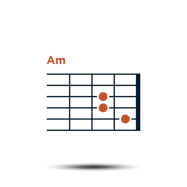 Am, Basic Guitar Chord Chart Icon Vector Template - Vector, Image