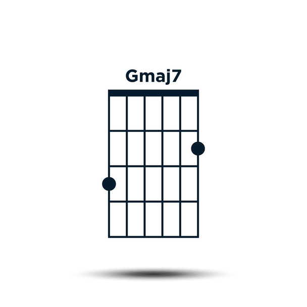 Gmaj7, Basic Guitar Chord Chart Icon Vector Template - Vector, Image