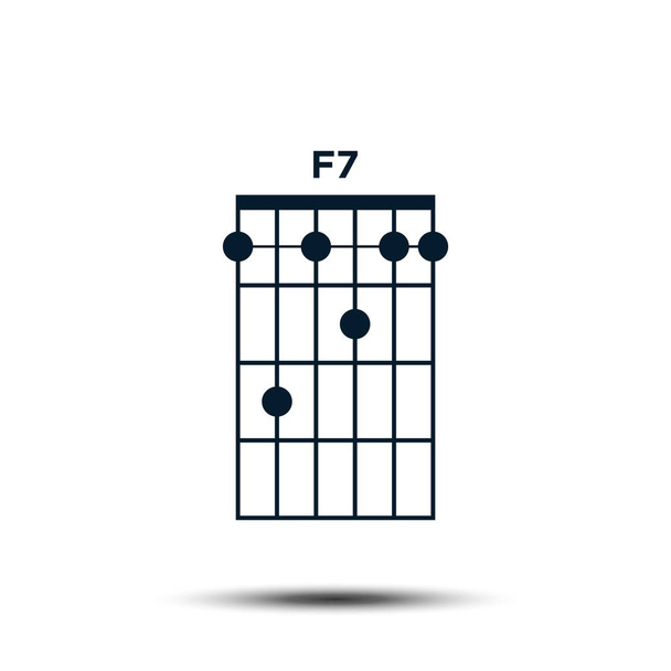 F7, Modelo de vetor de ícone gráfico de acorde de guitarra básica
 - Vetor, Imagem