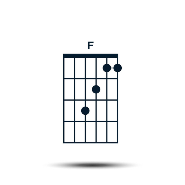 F, Basic Guitar sointu kaavio kuvake vektori malli
 - Vektori, kuva
