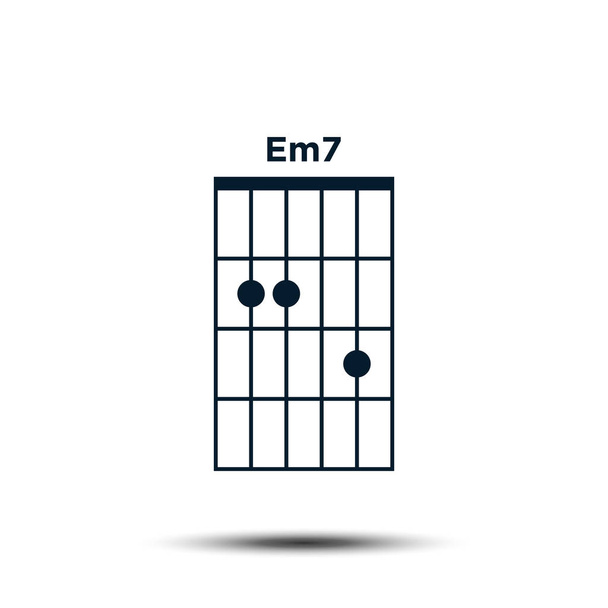 Em7, Basic Guitar Chord Chart Icon Vector Template - Vector, Image