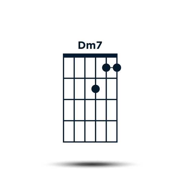 Dm7, Základní kytarový akordový graf Šablona vektoru ikony - Vektor, obrázek