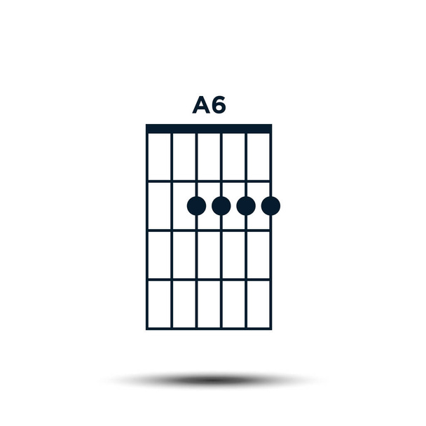 A6,基本的なギターコードチャートアイコンベクトルテンプレート - ベクター画像