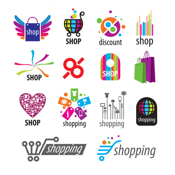 collection of vector logos and shopping discounts - Vector, Image
