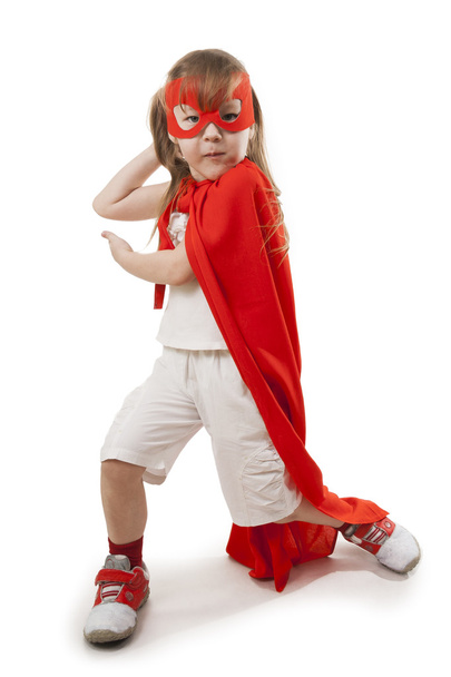 Superhero child in a red - Zdjęcie, obraz
