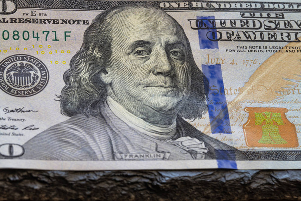 Closeup of 100 dollar banknote - Photo, Image