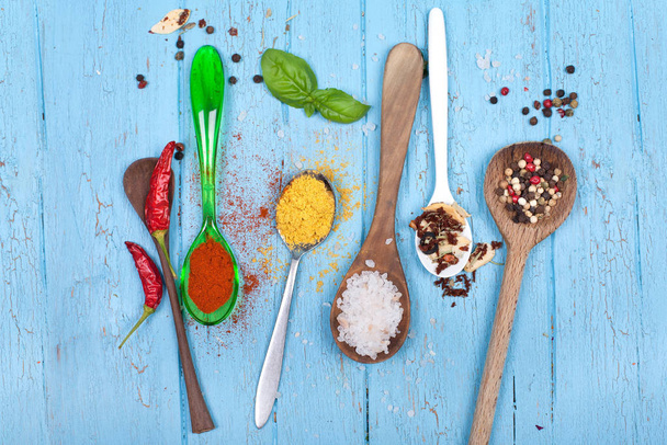 spoon with spices and herbs - Photo, Image