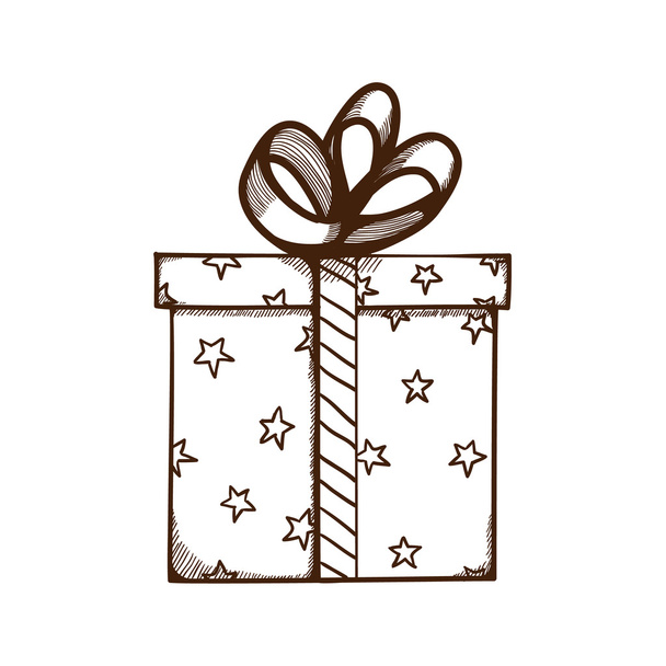 Present box with ribbon and bow. - Vector, Image