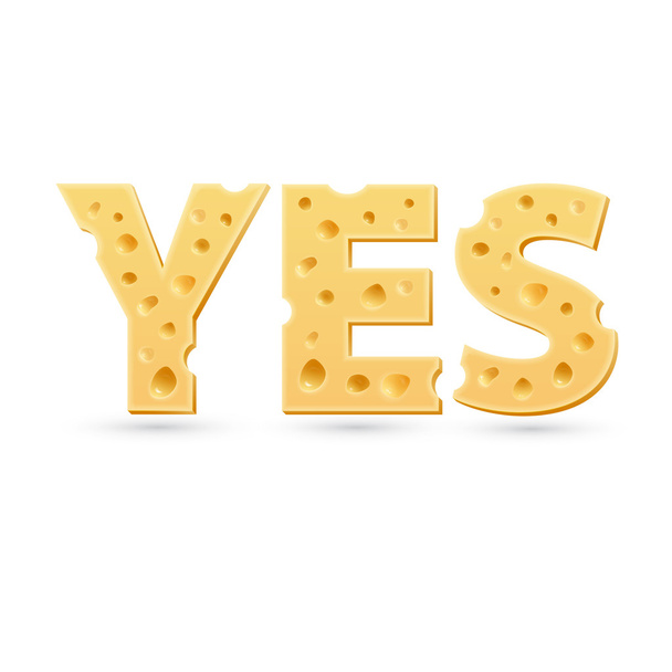 Yes word of cheese. - Vector, afbeelding